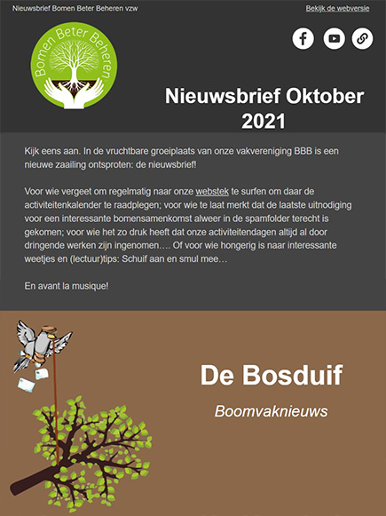 Cover nieuwsbrief oktober 2021 - Bomen Beter Beheren vzw